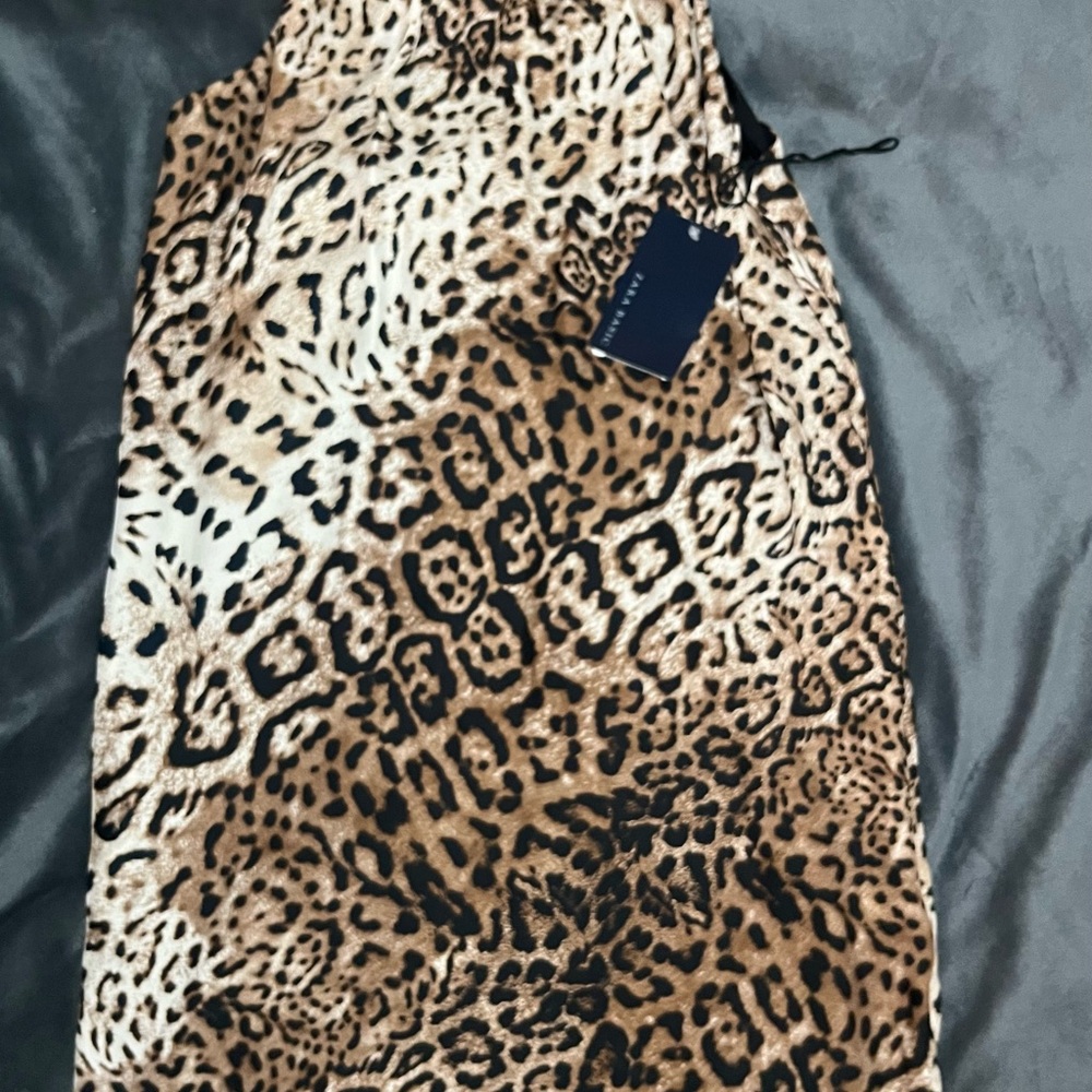 Zara basics leopard print sleeveless zip back dress with pockets. - Picture 7 of 13